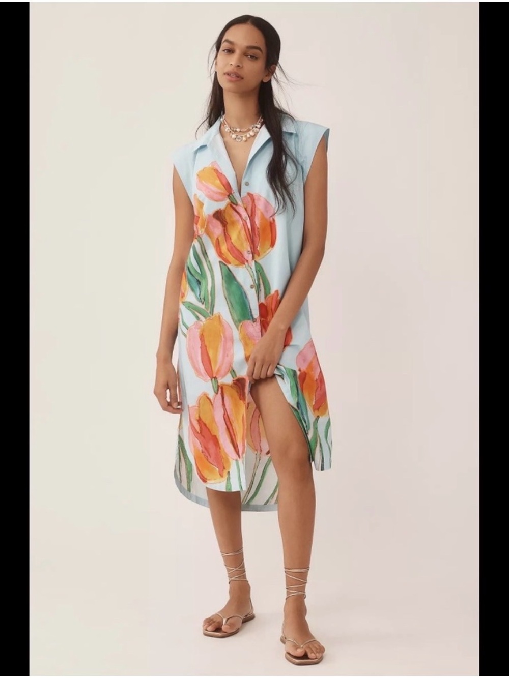Lillian Anthropologie Button-Front Midi Dress by Maeve